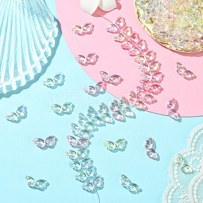 100Pcs Transparent UV Plating Acrylic Beads PACR-PA0001-03-1