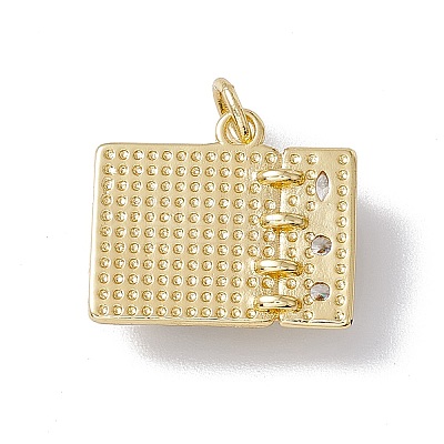 Brass Micro Pave Clear Cubic Zirconia Pendants KK-I692-05G-02-1