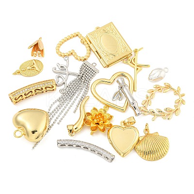 Brass DIY Pendant & Beads Jewerly Making Findings Kits KK-XCP0001-78-1
