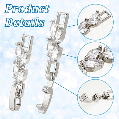 10Pcs 2 Colors Rack Plating Brass Clear Cubic Zirconia Watch Band Clasps KK-DC0001-43-1