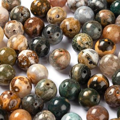 100Pcs 8mm Natural Ocean Agate/Ocean Jasper Round Beads DIY-LS0002-59-1