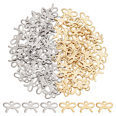100Pcs 2 Colors 201 Stainless Steel Pendants STAS-UN0062-86-1