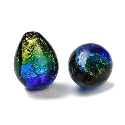 Gradient Color & Luminous Handmade Silver Foil Lampwork Beads LAMP-I028-07B-1