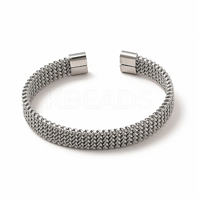 Non-Tarnish 304 Stainless Steel Mesh Chains Shape Open Cuff Bangle for Women LS-BJEW-C033-02P-1
