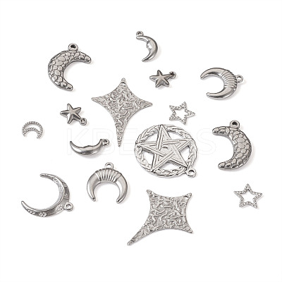 18Pcs 9 Styles 304 Stainless Steel Pendants STAS-TA0001-84-1