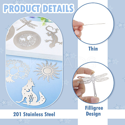 9Pcs 9 Styles 201 Stainless Steel Links Connector Charms STAS-TA0005-41-1