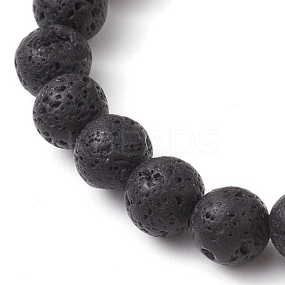8.5mm Round Natural Lava Rock Beaded Stretch Bracelets BJEW-JB10465-04-1