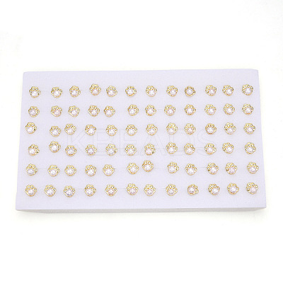 Footprint Brass Natural Pearl Stud Earrings PEAR-N020-05W-1