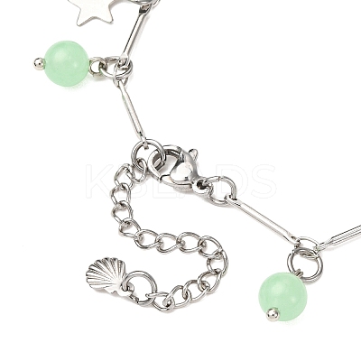 Stainless Steel and Natural & Dyed Malaysia Jade Charm Bracelets BJEW-JB12418-03-1