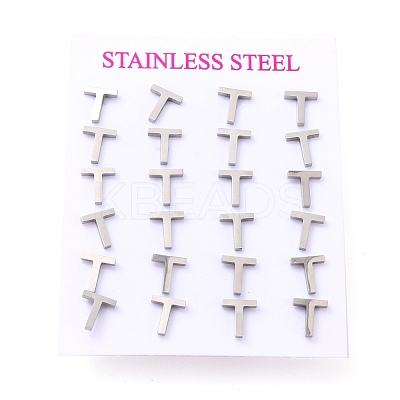 Tarnish Resistant 304 Stainless Steel Greek Alphabet Stud Earrings STAS-D007-07P-10-1