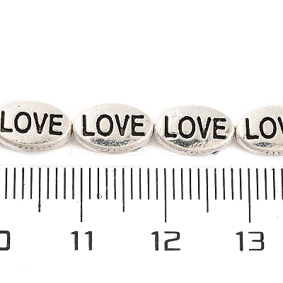 Oval with Word Love Tibetan Style Alloy Bead Strands TIBEB-O007-24-LF-1