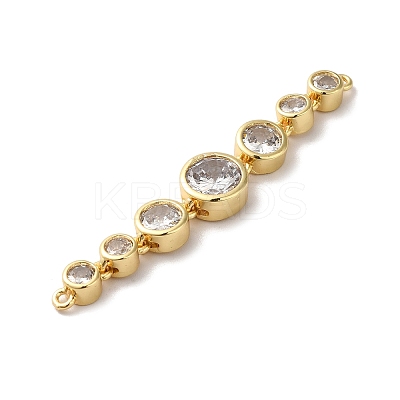 Eco-Friendly Rack Plating Brass Clear Cubic Zirconia Connector Charms KK-F853-30G-1