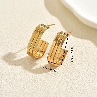 Triple Oval Stainless Steel Stud Earrings BE1288-1
