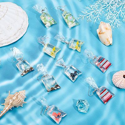 Goldfish Water Bag Resin Pendants DIY-SC0012-37-1
