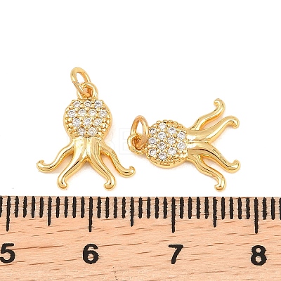Brass Micro Pave Cubic Zirconia Charms KK-F927-08B-G-1