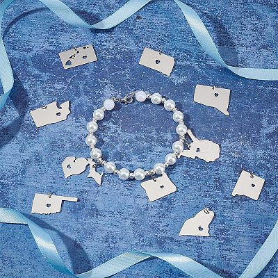 10Pcs 10 Style 201 Stainless Steel Pendants STAS-UN0036-64-1