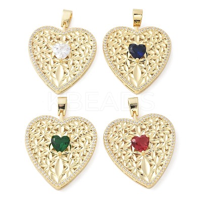 Brass Micro Pave Cubic Zirconia Pendants KK-K298-09G-1