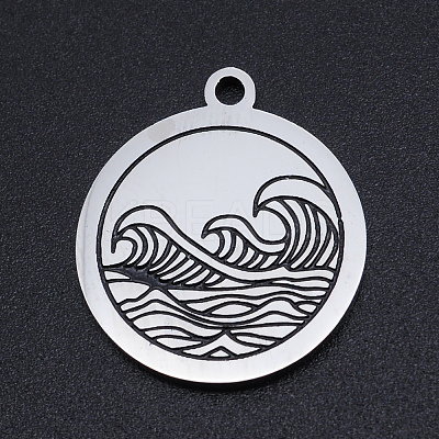Non-Tarnish 201 Stainless Steel Etched Pendants LS-STAS-N090-JN800-1