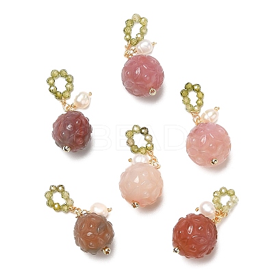 Natural Agate & Natural Pearl & Cubic Zirconia Pendant Decorations G-G008-05G-1