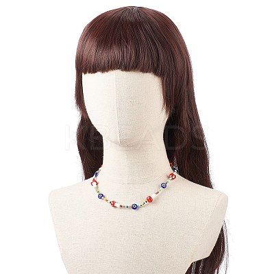 Mushroom Handmade Lampwork Beaded Necklaces for Women NJEW-JN03983-1