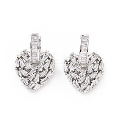 Clear Cubic Zirconia Heart Dangle Hoop Earrings EJEW-G343-03P-A-1