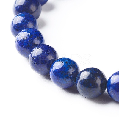 Natural Lapis Lazuli(Dyed) Round Beads Stretch Bracelets Set BJEW-JB06980-03-1
