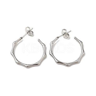 Tarnish Resistant Bamboo Joint Ring 304 Stainless Steel Stud Earrings EJEW-A081-20P-1