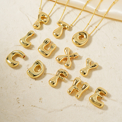 26Pcs 26 Styles Simple and Stylish Brass Letter Pendant Satellite Chain Necklaces Set for Women Men GF2554-1