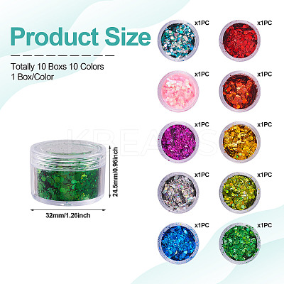 10 Boxs 10 Colors Nail Art Flash Powder and Sequins MRMJ-TA0001-30-1