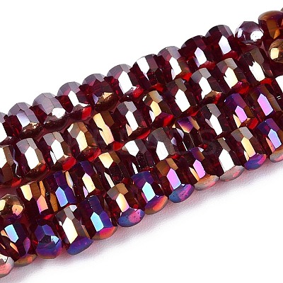 Electroplate Transparent Glass Beads Strands EGLA-N022-09A-B02-1