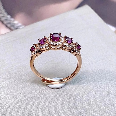 Flat Round Natural Garnet Finger Rings FS-WG33969-01-1