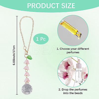 Lily of the Valley Lampwork Pendant Decorations AJEW-WH20048-13B-1