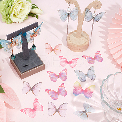 180Pcs 9 Style Two Tone Polyester Fabric Wings Crafts Decoration FIND-SC0004-17-1