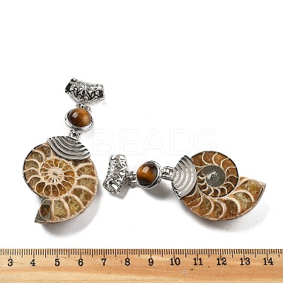Natural Tiger Eye Fossil Snail Pendants G-F062-13-1