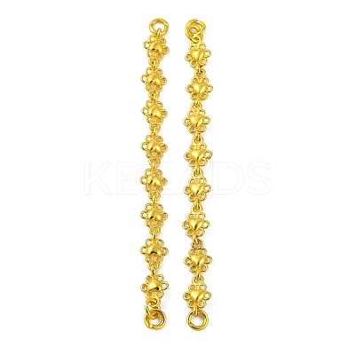 Brass Heart Flower Links Connector Charms KK-G502-14G-1