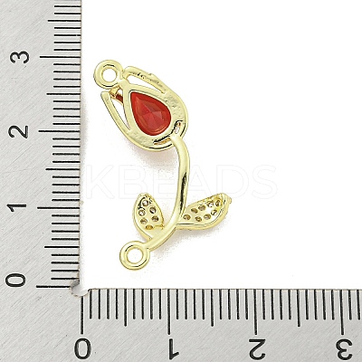 Rack Plating Brass Micro Pave Clear Cubic Zirconia Flower Connertor Charms KK-Z043-03A-1