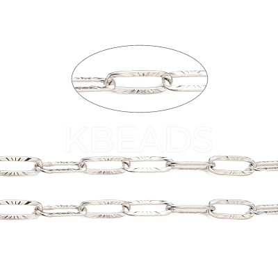 Non-Tarnish 3.28 Feet 304 Stainless Steel Textured Paperclip Chains X-CHS-I009-01P-1
