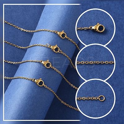 4Pcs 304 Stainless Steel Cable Chain Necklace Making STAS-FS0001-81G-1