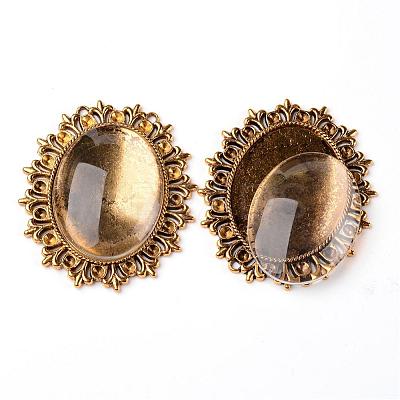 Alloy Cabochon & Rhinestone Settings and 40x30mm Oval Clear Glass Covers Sets DIY-X0115-AG-FF-1