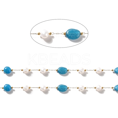 Natural Pearl & Apatite Beaded Chains CHS-B002-01G-08-1