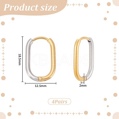 4Pairs 304 Stainless Steel Two Tone Hoop Earrings EJEW-UN0003-12-1