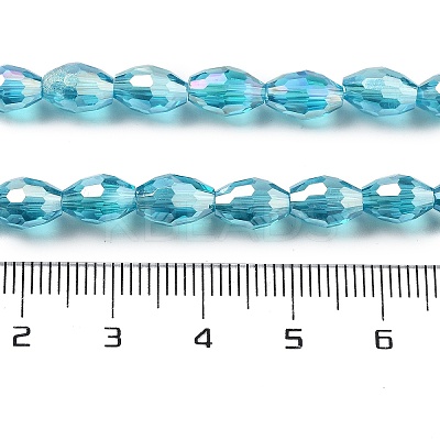 Transparent Electroplate Glass Beads Strands EGLA-A037-T6x8mm-B16-1