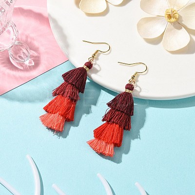 Colorful Tassel Pendants Dangle Earrings for Women EJEW-JE06108-1