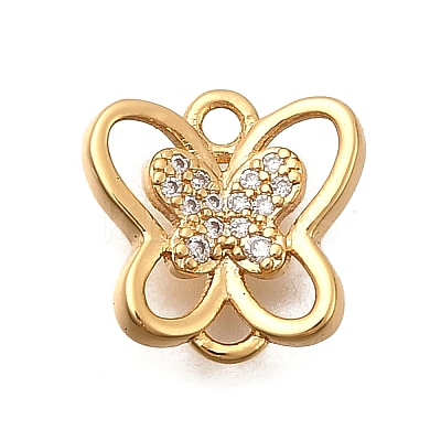 Brass Micro Pave Cubic Zirconia Butterfly Connector Charms KK-B152-23G-1