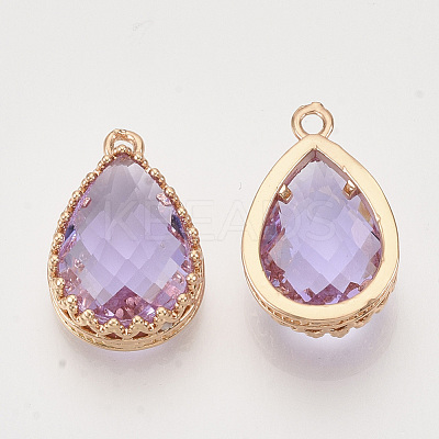Faceted Glass Pendants GLAA-T010-013-1