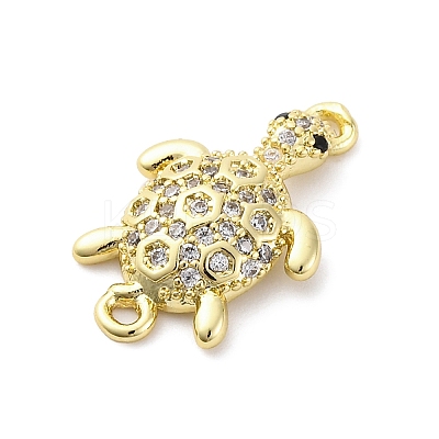Brass Micro Pave Clear Cubic Zirconia Connector Charms KK-D325-06G-03-1