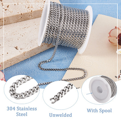 304 Stainless Steel Cuban Link Chains FIND-YS0001-20-1