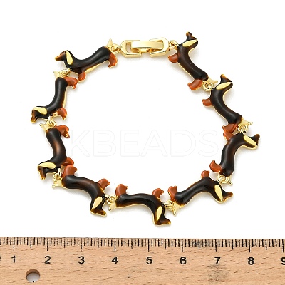 Brass Enamel Link Bracelets for Women BJEW-B149-03G-1