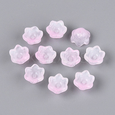 Transparent Two Tone Spray Painted Glass Bead Caps A-GLAA-Q089-002B-008-1