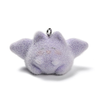 Halloween Flocky Opaque Resin Pendants RESI-G112-01B-1